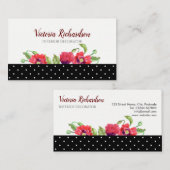 Aquarellrote Pupien Blumendesign Visitenkarte (Vorne/Hinten)