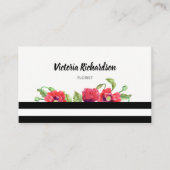 Aquarellrote Pupien Blumendesign Visitenkarte (Vorderseite)