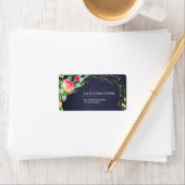 Aquarellrote Rose mit Blattwerk Adressaufkleber (Insitu)