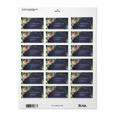 Aquarellrote Rose mit Blattwerk Adressaufkleber (Vorne)