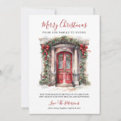 Aquarellrote Tür Frohe Weihnachten (Vorderseite)