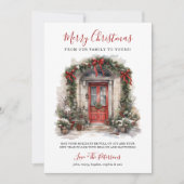 Aquarellrote Tür Frohe Weihnachten (Vorderseite)