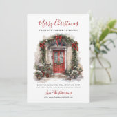 Aquarellrote Tür Frohe Weihnachten (Stehend Vorderseite)