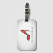 Aquarellroter High Heel Schuhstiletto Gepäckanhänger (Vorderseite Vertikal)