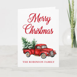 Aquarellroter LKW Frohe Weihnachten geklappt Karte