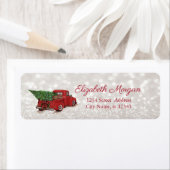 Aquarellroter LKW mit Kiefernbaum, Glitter-Bokeh (Insitu)