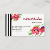 Aquarellroter Pfeffer Blumendesign Visitenkarte (Rückseite)