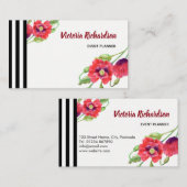 Aquarellroter Pfeffer Blumendesign Visitenkarte (Vorne/Hinten)