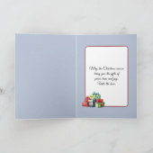 Aquarellroter Stall mit grüner Tür Feiertagskarte (Innenseite)