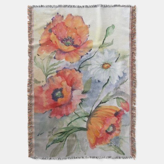 Aquarellrotmohnblumen Decke (Vorderseite Vertikal)