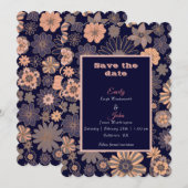 Aquarellrücken Rosa Rosa Blütenblau Save The Date (Vorne/Hinten)