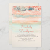 Aquarells Beach Brautparty Pink Blue Einladung (Vorne/Hinten)