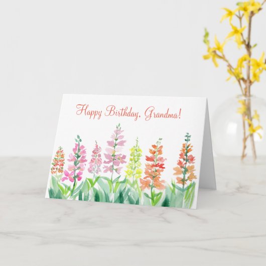 Aquarells Snapdragons Geburtstagsgrandma Karte (Gelbe Blume)