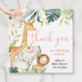 Aquarellsafari Dschungeltiere Mädchen Dusche Geschenkanhänger (Vorderseite)