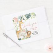 Aquarellsafari Dschungeltiere Mädchen Dusche Quadratischer Aufkleber (Umschlag)