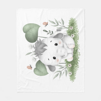 Aquarellsafari Elefant im Babydesign Fleecedecke