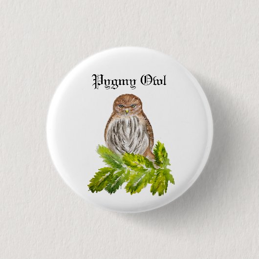 Aquarellsäge Niedliche kleine Eichen Button (Vorderseite)