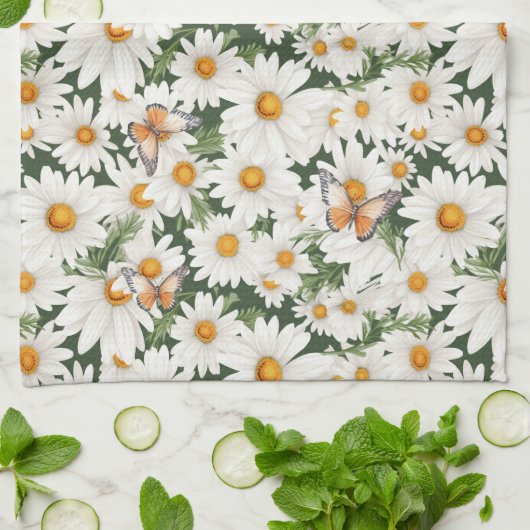 Aquarellsäulen und Monarchschmetterlinge Geschirrtuch (Gefaltet)