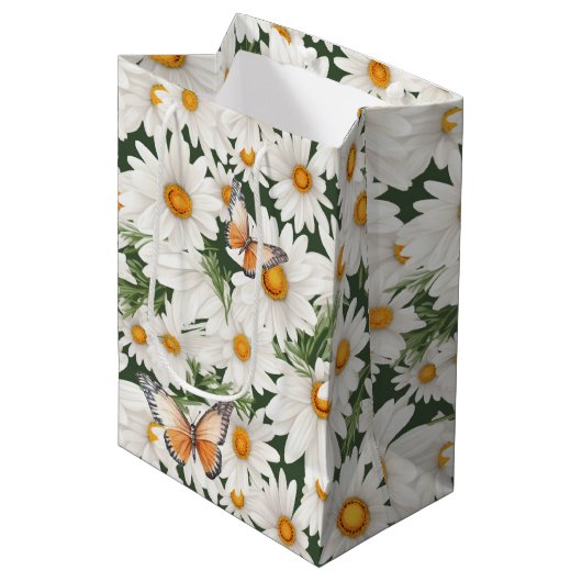 Aquarellsäulen und Monarchschmetterlinge Mittlere Geschenktüte (Vorderseite Schrägansicht)