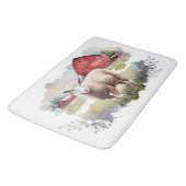 Aquarellschaf mit rotem Stall Badematte (Schrägansicht)