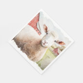Aquarellschaf mit rotem Stall Serviette (Ecke)