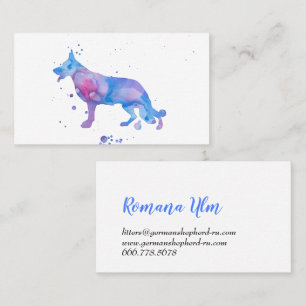 Aquarellschepherd Blue Modern Dog Illustration Visitenkarte