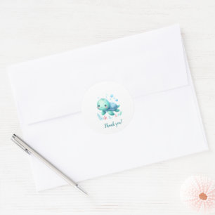 Aquarellschildkröte-Baby Danke-Aufkleber Runder Aufkleber