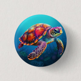 Aquarellschildkröte Button
