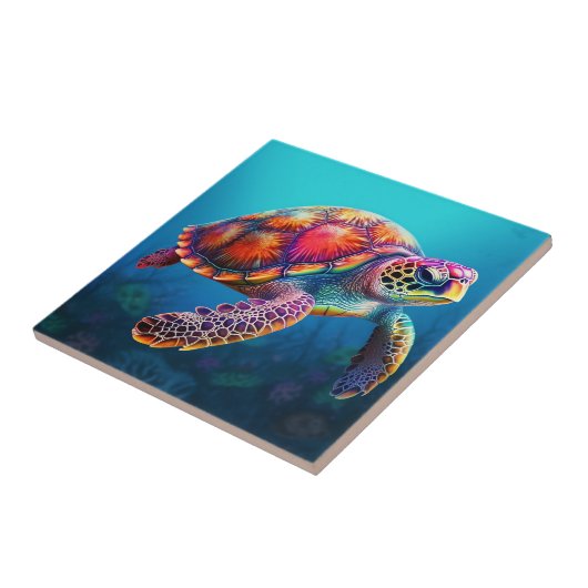 Aquarellschildkröte Fliese (Seite)