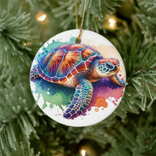 Aquarellschildkröte Keramik Ornament
