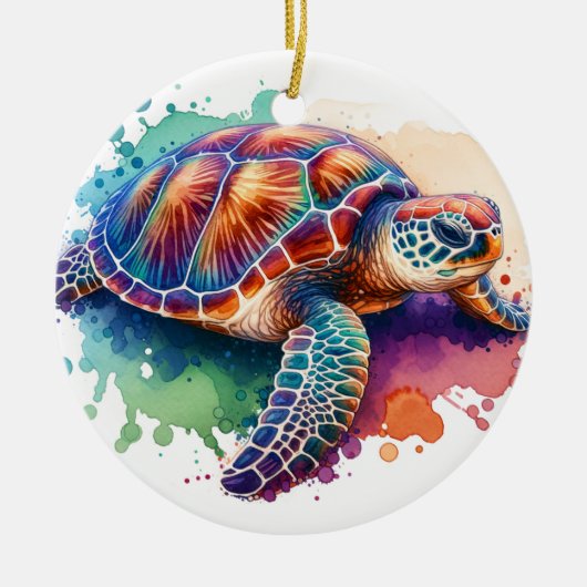 Aquarellschildkröte Keramik Ornament (Vorne)