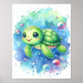 Aquarellschildkröte Poster (Vorne)