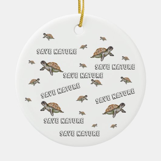 Aquarellschildkröte Rette Natur Keramik Ornament (Vorne)
