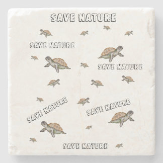 Aquarellschildkröte Rette Natur Steinuntersetzer