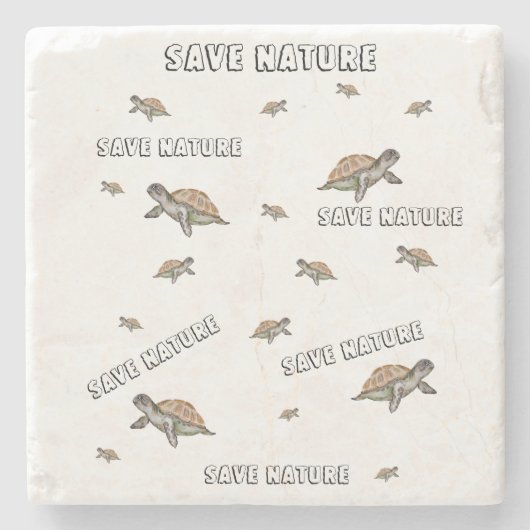 Aquarellschildkröte Rette Natur Steinuntersetzer (Vorderseite)