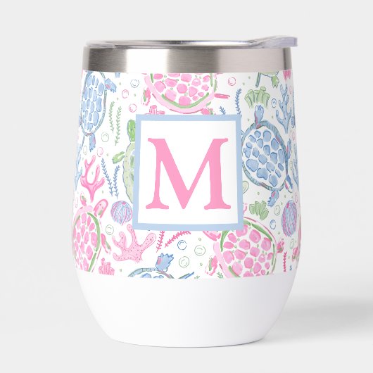 Aquarellschildkröten Ocean Beach Monogram (Links)