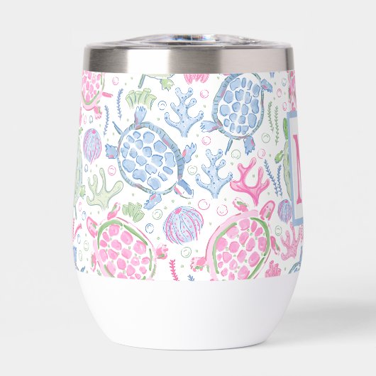 Aquarellschildkröten Ocean Beach Monogram (Vorderseite)