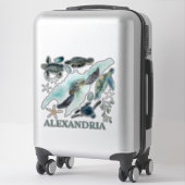 Aquarellschildkröten - Sammlung Name Aufkleber (Koffer)