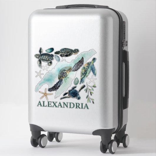 Aquarellschildkröten - Sammlung Name Aufkleber (Koffer)