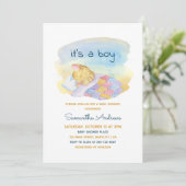 Aquarellschläfer Kätzchen Es ist eine Kinderdusche Einladung (Stehend Vorderseite)