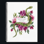 Aquarellschlange und Personalisiertes Blumenblatt Notizblock<br><div class="desc">Entwerfen Sie ein Notebook und machen Sie es mit einer personalisierten Nachricht auf dem Cover zu Ihrem Notebook. Wir alle kennen diesen besonderen Moment, wenn Sie entscheiden, welches Notebook Sie für ein Projekt verwenden möchten, welches Journal Sie mitnehmen werden, um Ihre Reiseunterlagen anzuzeigen, oder welchen Planer Sie für das kommende...</div>