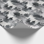 Aquarellschlösser Umschlagpapier - schwarz-weiß Geschenkpapier (Ecke)