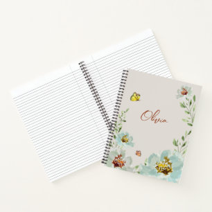 Aquarellschmetterlinge Blume Personalisiert Notizblock