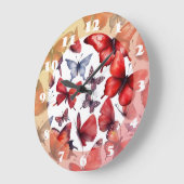 Aquarellschmetterlinge Große Wanduhr (Winkel)