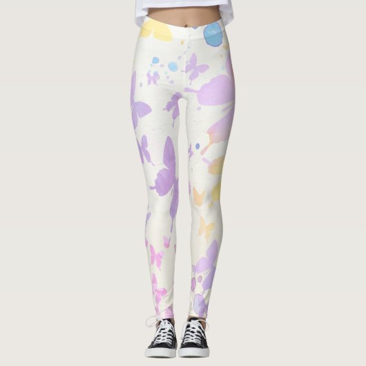 Aquarellschmetterlinge Leggings (Vorderseite)