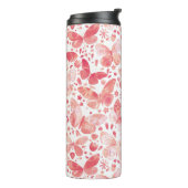 Aquarellschmetterlingsmuster Pink Thermosbecher (Nach links gedreht)