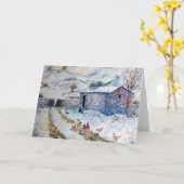 Aquarellschnee Hühner Landschaftsgrußkarte Karte (Gelbe Blume)