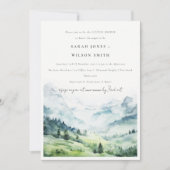 Aquarellschnee Landschaft Paare Dusche Einladung (Vorderseite)