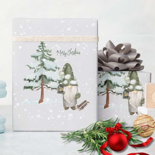 Aquarellschnee Modernes Niedliches Grün Weihnachte Geschenkpapier