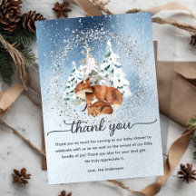 Aquarellschnee Winterpine Trees Baby Mama Fox